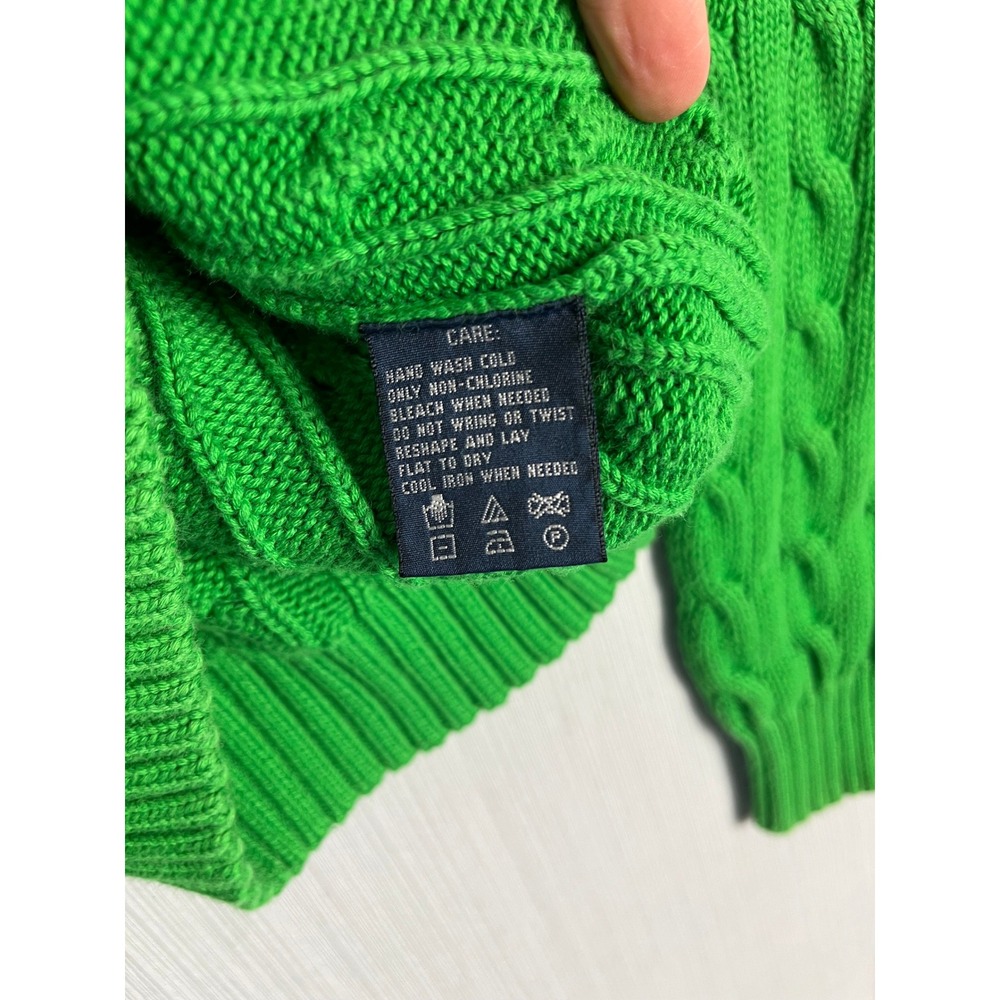 Ralph Lauren Womens S Green Cable Knit Cotton Pony Logo Preppy Classic Old Money - Picture 6 of 8